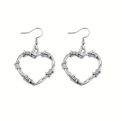 Gothic Style Thorns Hollow Heart Earrings