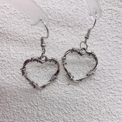 Gothic Style Thorns Hollow Heart Earrings