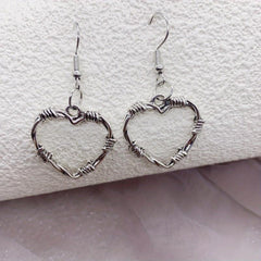 Gothic Style Thorns Hollow Heart Earrings