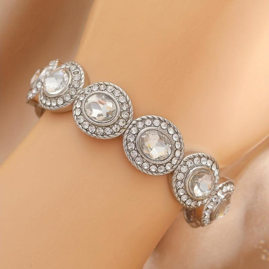 Silvery Plated Oval Diamond Bracelet for Girls Party