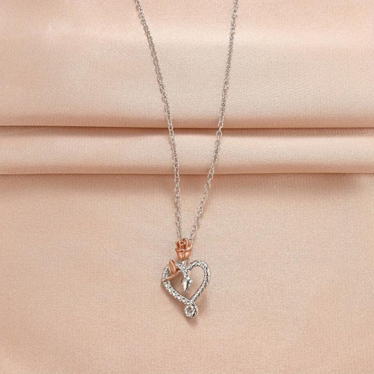 Heart Snake Pendant Necklace Rose Pendant Women's Banquet Jewelry