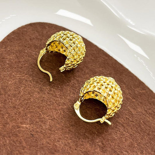 Hollow Alloy Round Electroplated Earrings for Women