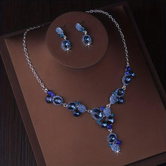 Bride's Wedding Jewelry Set Dark Necklace Earrings