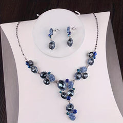 Bride's Wedding Jewelry Set Dark Necklace Earrings