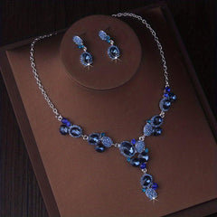 Bride's Wedding Jewelry Set Dark Necklace Earrings