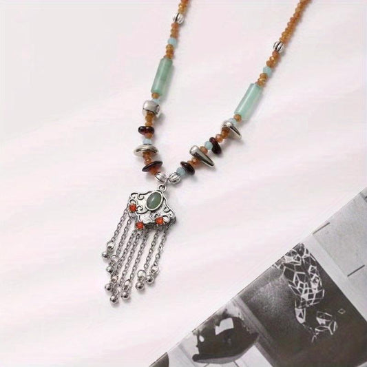 Ethnic Style Peace Lock Necklace All Match Clavicle Chain