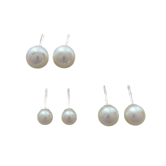 Vintage Faux Pearl Stud Earrings 6 8 10mm Female Wear