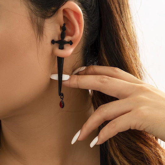 Vintage Sword Stud Earrings Punk Ear Jewelry Women Gothic Mystical Earrings