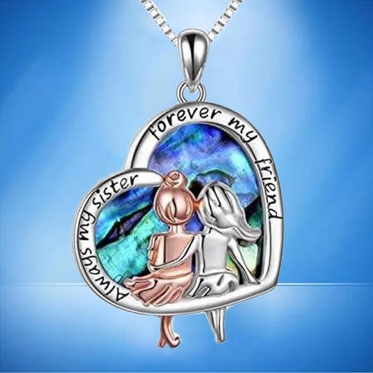 Infinity Love Heart Sisters Pendant Necklace Gift for Sister