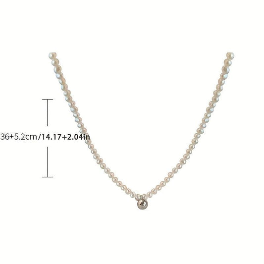 Silver Round Bead Necklace French Temperament Celebrity Clavicle Chain