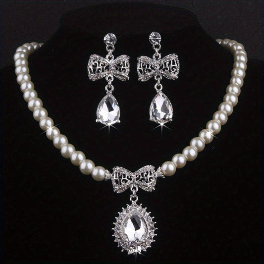 Bridal Rhinestone & Beads Necklace for Weddings