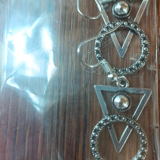 Triangular Round Geometric Earrings For Women Girls