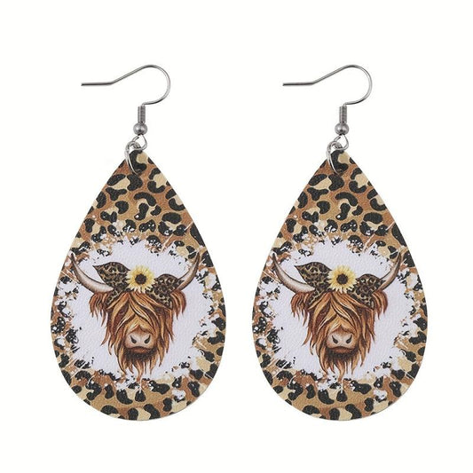Leopard & Bull Head Drop Earrings for Women