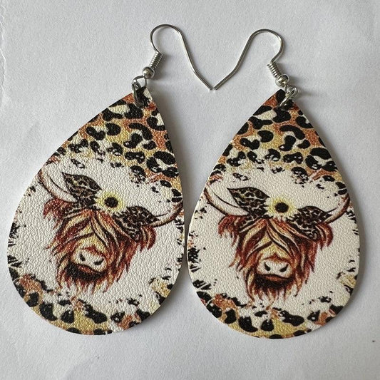 Leopard & Bull Head Drop Earrings for Women
