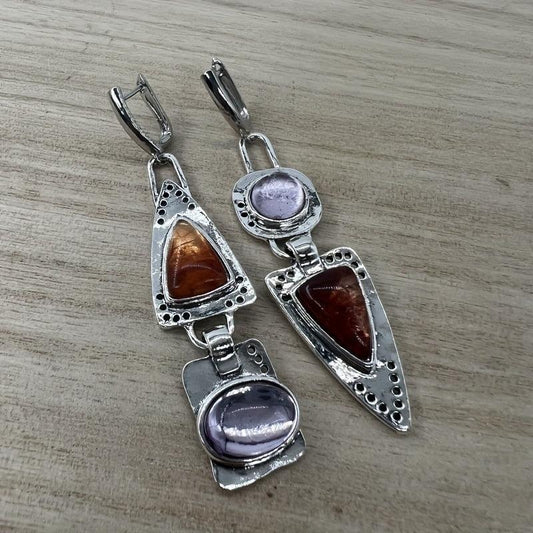 Vintage Metal Pendant Drop Earrings Women Party Jewelry