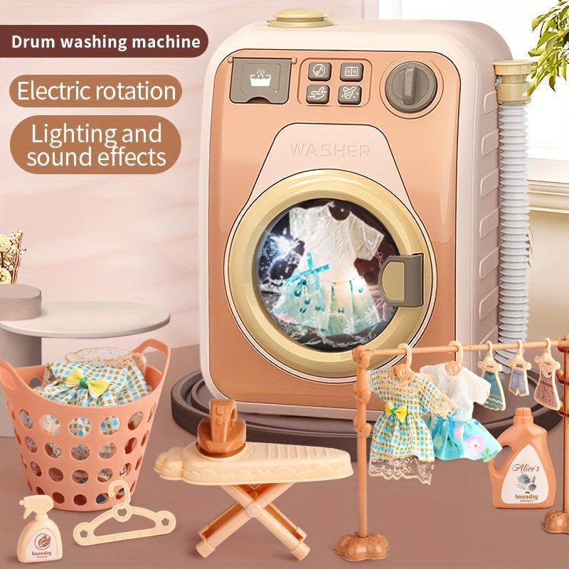 Kids' Rotating Washing Machine Toy with Water Adding Function for Pretend Play