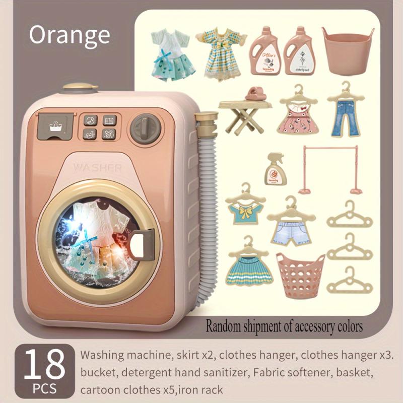 Kids' Rotating Washing Machine Toy with Water Adding Function for Pretend Play