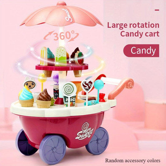 Kids Pretend Play Candy Ice Cream Car Toy w/ Cash Register & Desserts