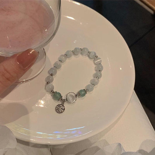 Chinese Style Cat Eye Stone Beaded Bracelet
