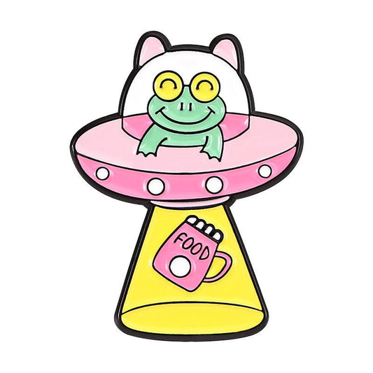 Cartoon Spaceship Jewelry Brooch - Fun and Quirky Accessory