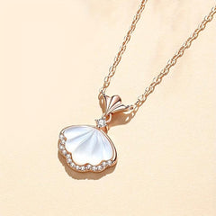 925 Silver Shell Necklace for Women Jellyfish Pendant