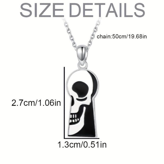 Gothic Keyhole Skull Pendant Necklace Halloween Gift