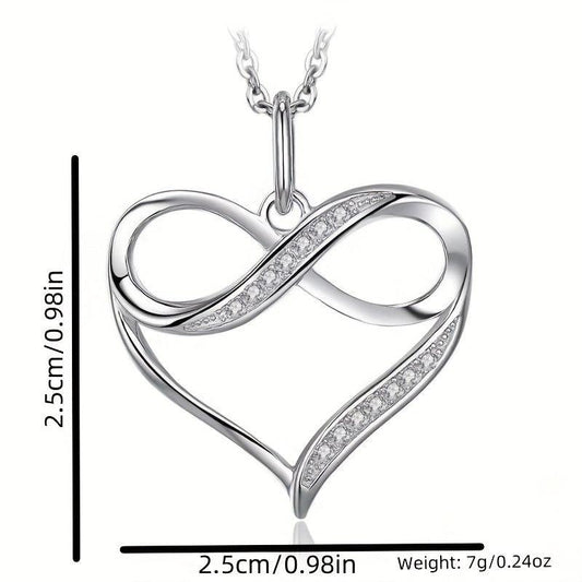 Rhinestone Heart Pendant Necklace - Holiday Birthday Gift