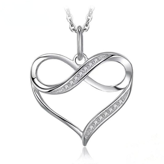 Rhinestone Heart Pendant Necklace - Holiday Birthday Gift
