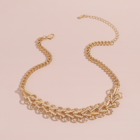 Metallic Choker Hollowed Circle Punk Chain