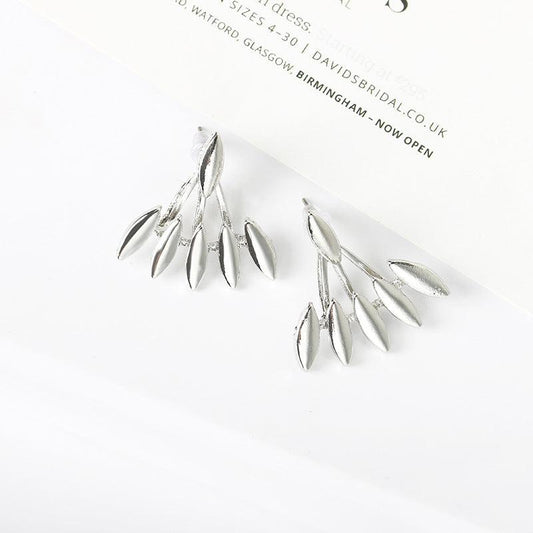 Willow Leaf Electroplated Earrings Alloy Stud Earrings For Party