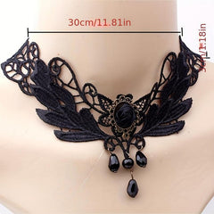Gothic Retro Lace Rose Necklace Short