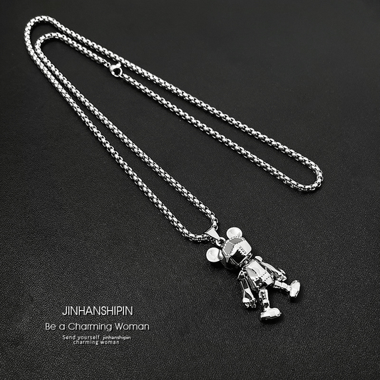 Movable Bear Necklace Male Tide Hip hop Punk Web Celebrity Couple