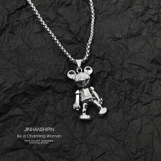 Movable Bear Necklace Male Tide Hip hop Punk Web Celebrity Couple