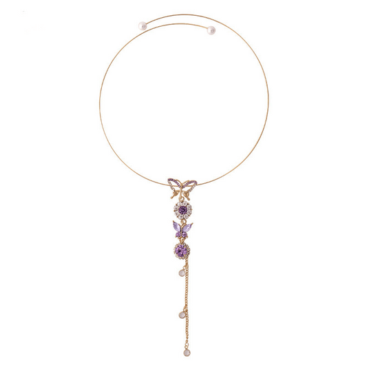 Purple Butterfly Necklace Waist Chain Clavicle Niche Feeling Cold Sue