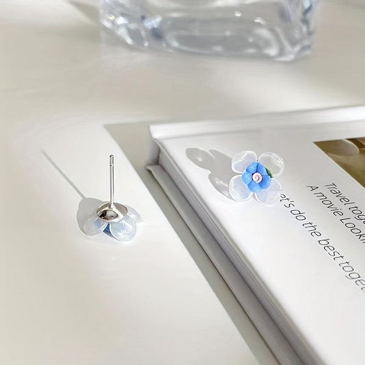 S925 Silvery Needle French Retro Earrings