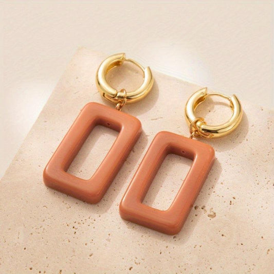 Square Resin Earrings Copper Buckle Christmas Halloween Thanksgiving