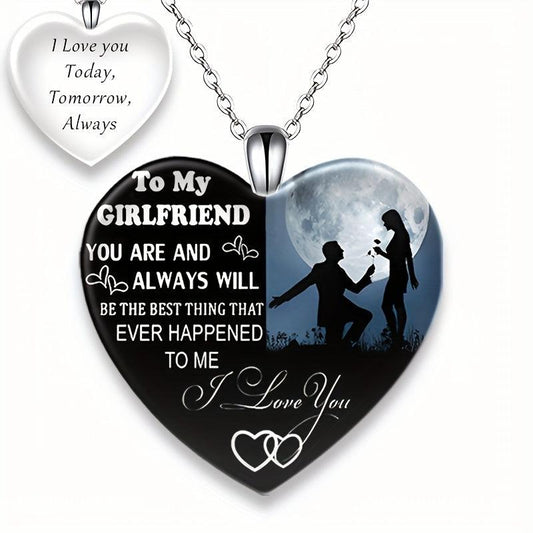 Love Crystal Pendant Necklace English Birthday Gift For Boyfriend And Girlfriend