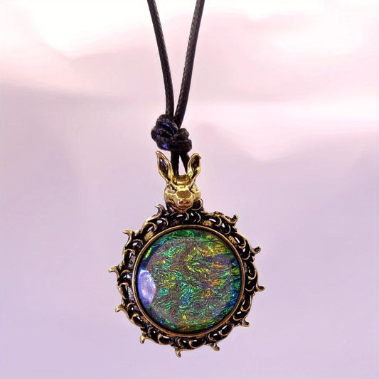 Retro Rabbit Head Resin Pendant Necklace Party Jewelry Gift