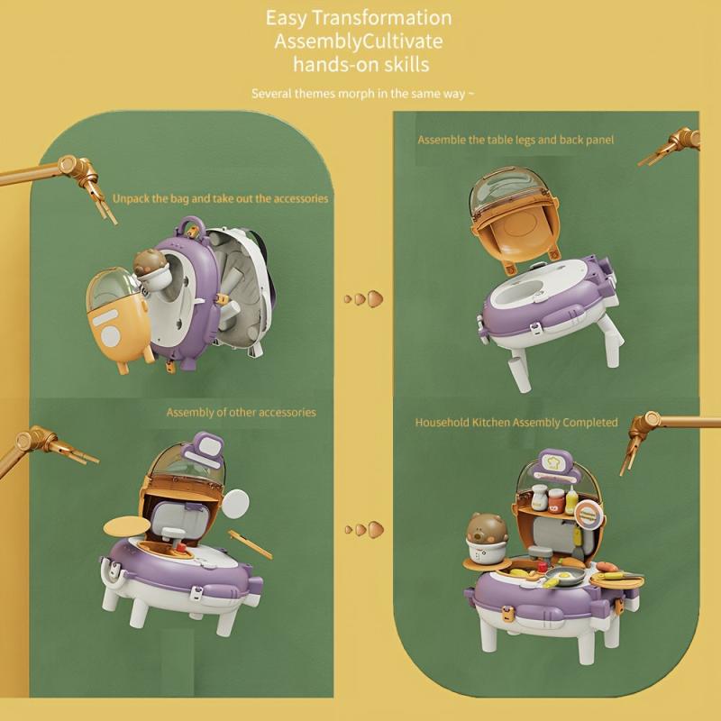 Bear Kitchen Backpack Playhouse Toy Set 2 in 1
