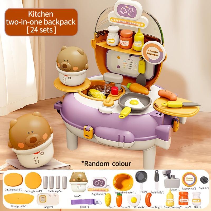 Bear Kitchen Backpack Playhouse Toy Set 2 in 1