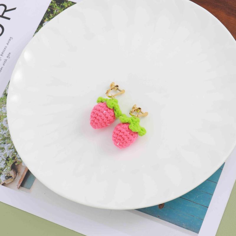 Braided Strawberry Ear Clips for Girls