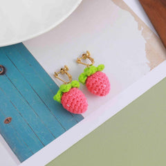 Braided Strawberry Ear Clips for Girls