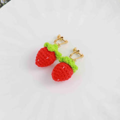 Braided Strawberry Ear Clips for Girls
