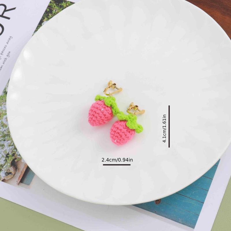 Braided Strawberry Ear Clips for Girls