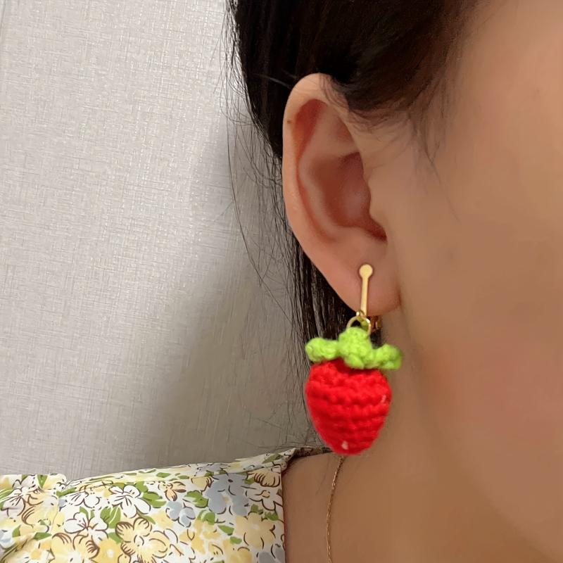 Braided Strawberry Ear Clips for Girls