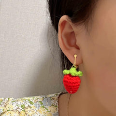 Braided Strawberry Ear Clips for Girls