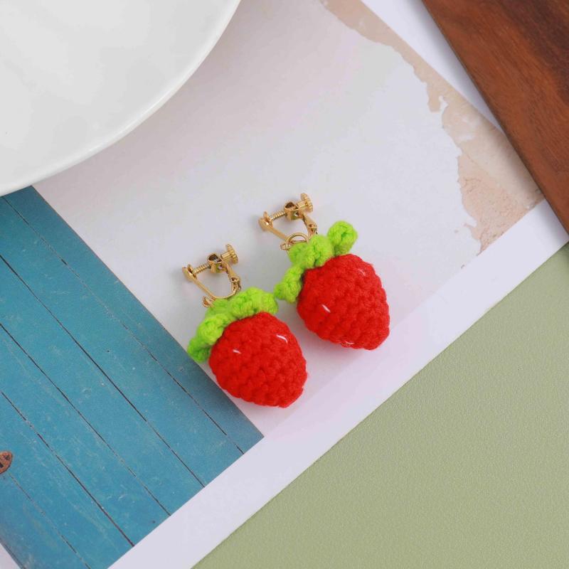 Braided Strawberry Ear Clips for Girls