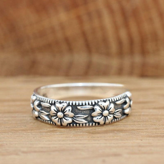 Boho Flower Leaf Ring Casual Daily Wear Woman Jewelry Gift