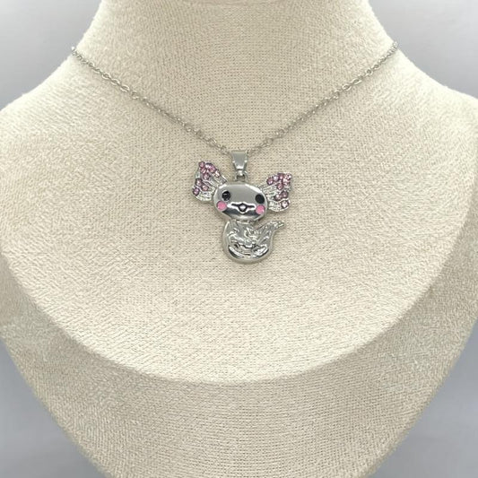 Cute Axolotl Pendant Necklace for Women, Animal Jewelry, Birthday Gift