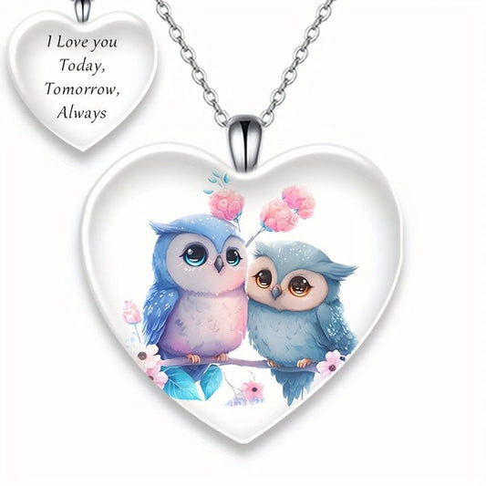 Crystal Owl Pendant Necklace Birthday Gift